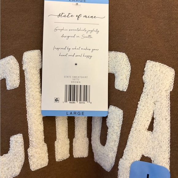 State of Mind Brown Crewneck Sweatshirt with Michigan Print - Picture 3 of 3